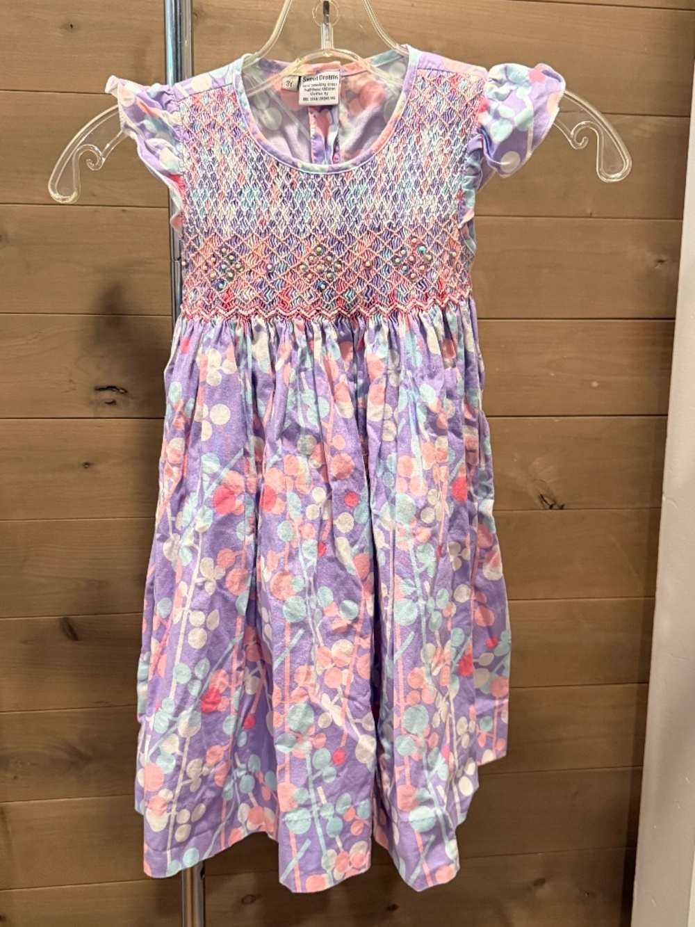 Sweet Dreams purple floral hand-smocked toddler dress 3T